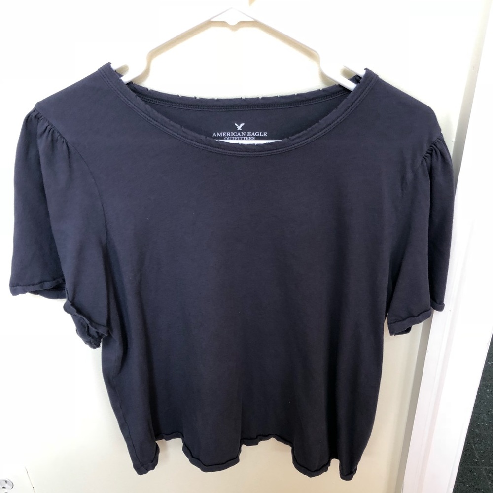 AE charcoal gray top.